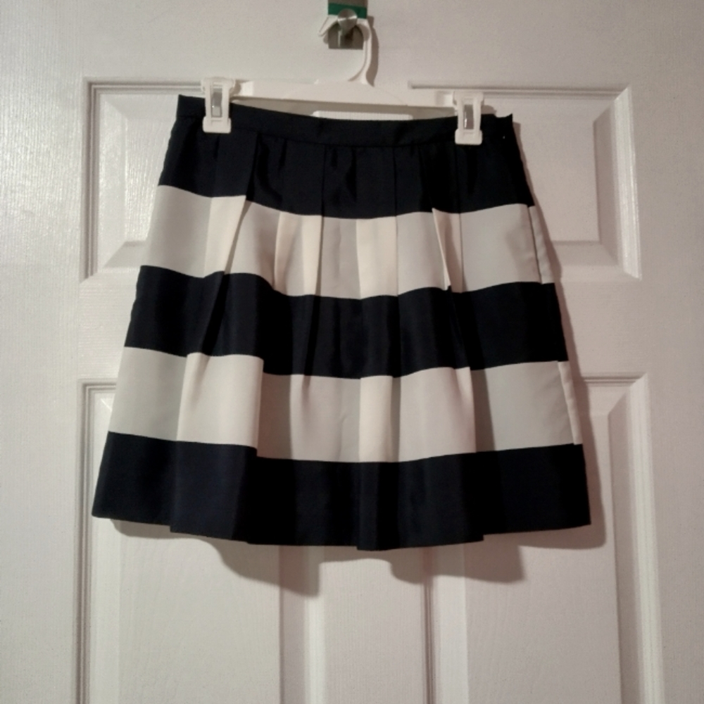 J crew navy and white striped mini skirt